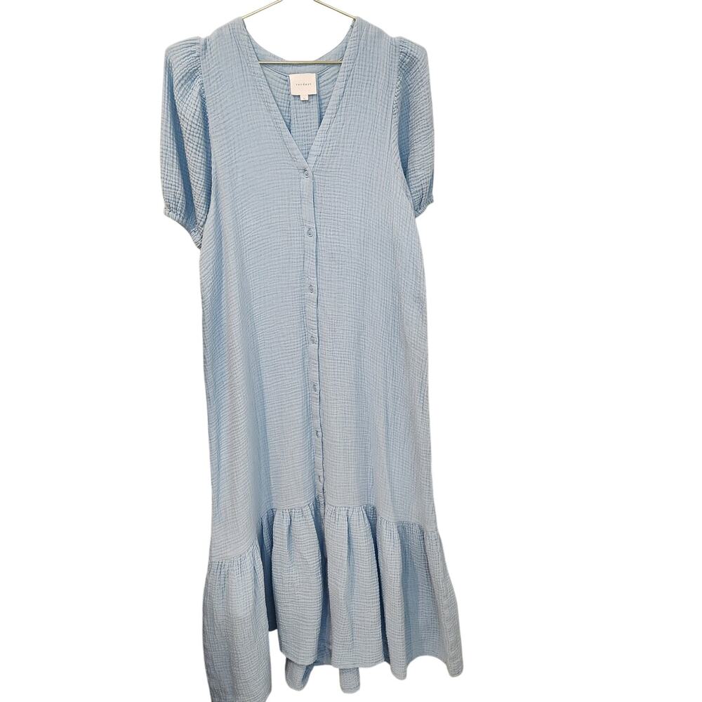 Sundays Decker gauzy cotton baby blue midi dress size large - Picture 2 of 7